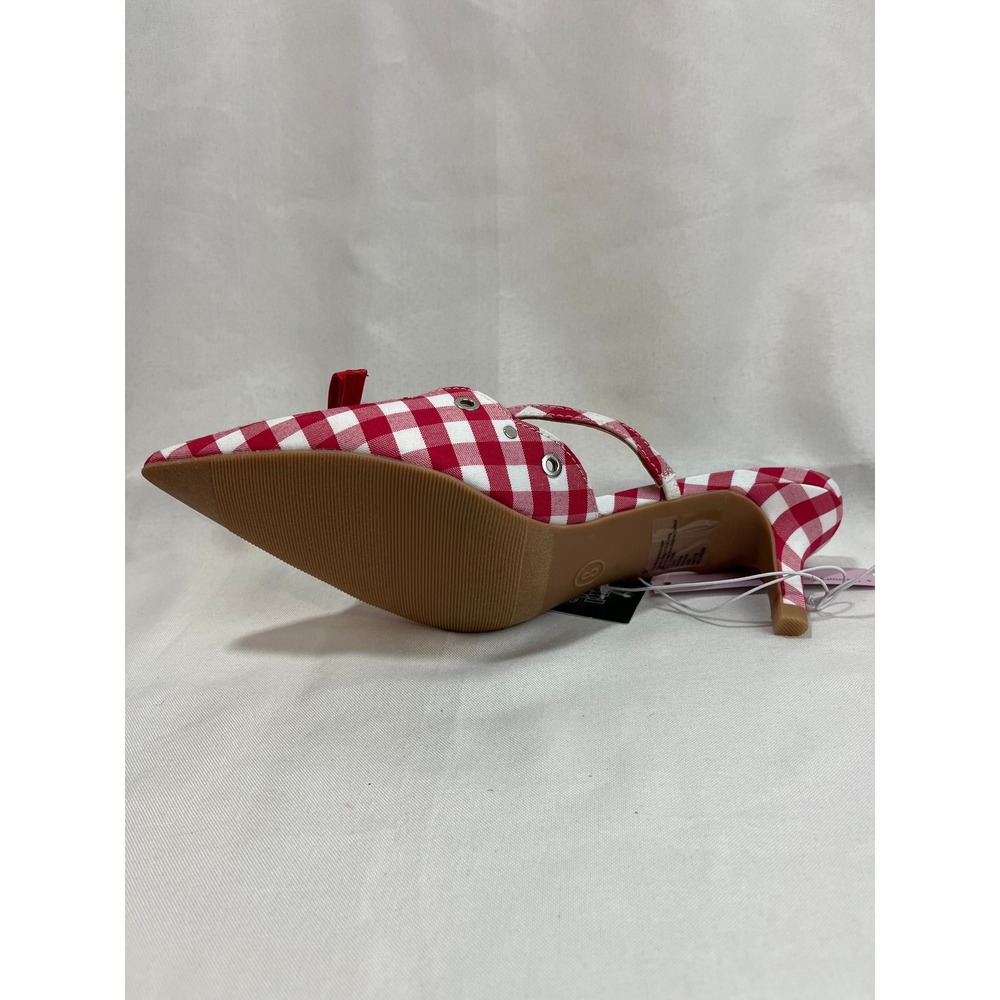 Wild Fable Red Gingham Kitten Heel Mules Bow Pointed Toe Shoes Womens 8 NWT - Picture 5 of 6
